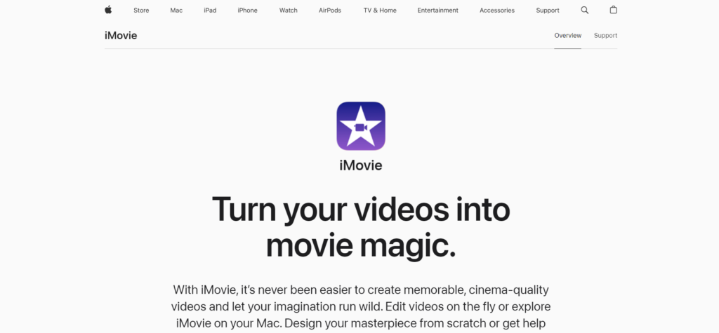 iMovie - Apple’s free video editing software